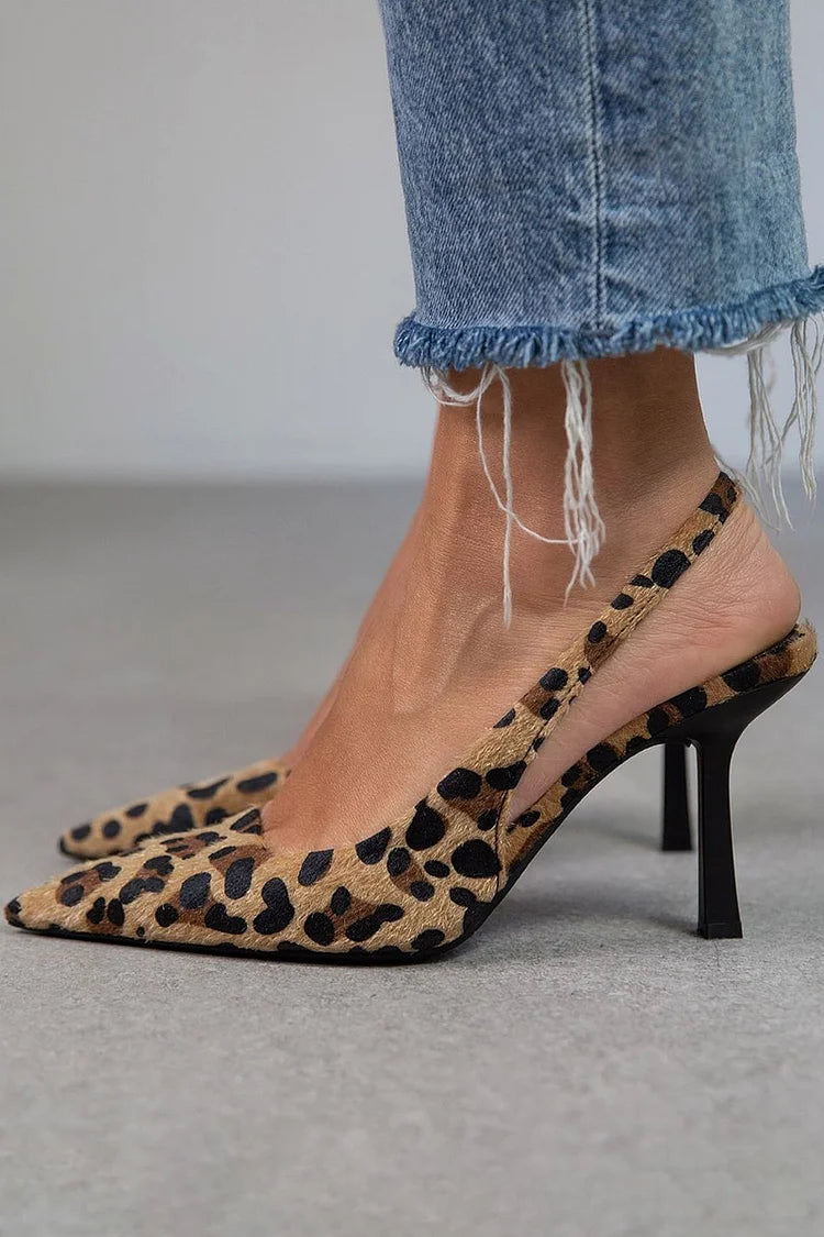 Veda™ Stylish Leopard Print Slingback Heels