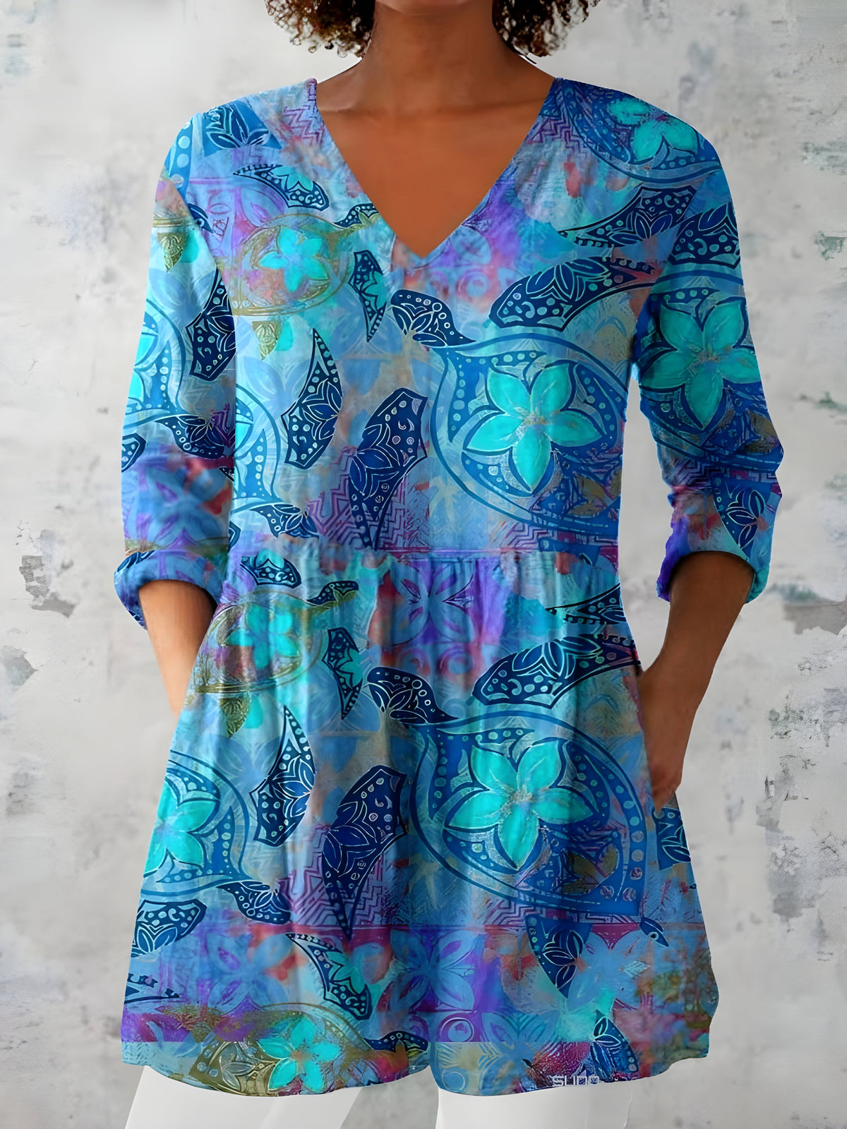 April | V-Neck Long Blouse