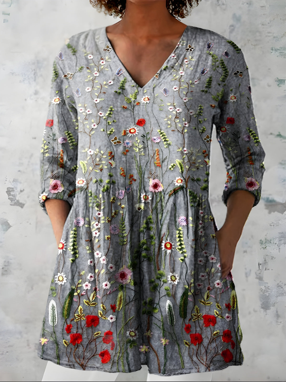 Audrey | V-Neck Long Blouse