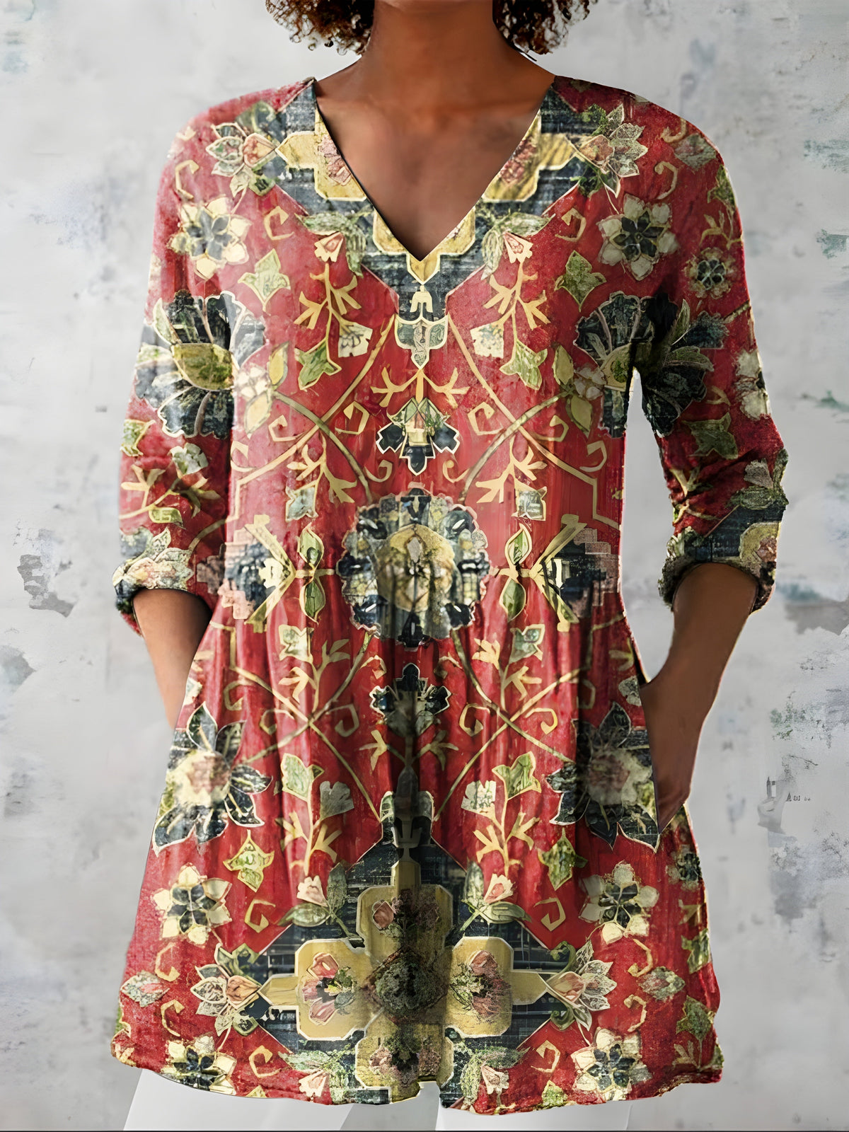 Amoura | V-Neck Long Blouse