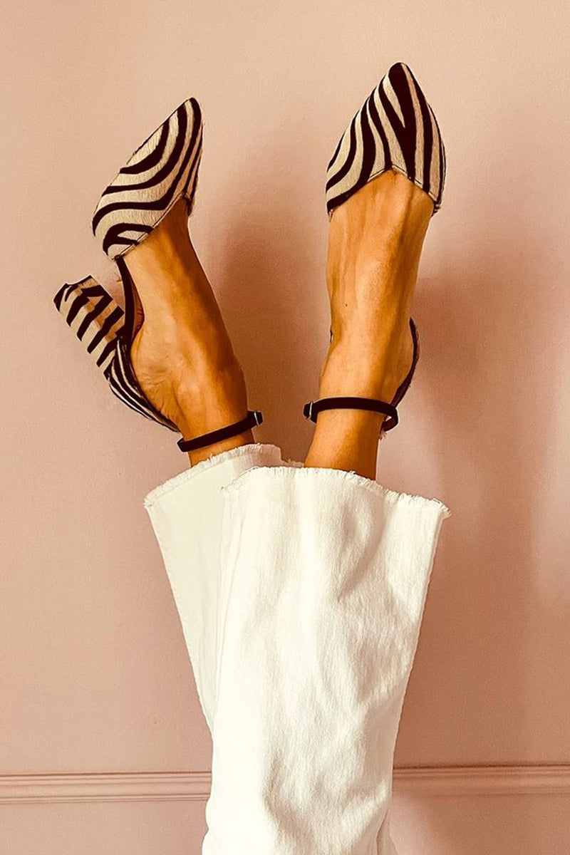 Zebrina™ Strappy Zebra Print Mid-Heels