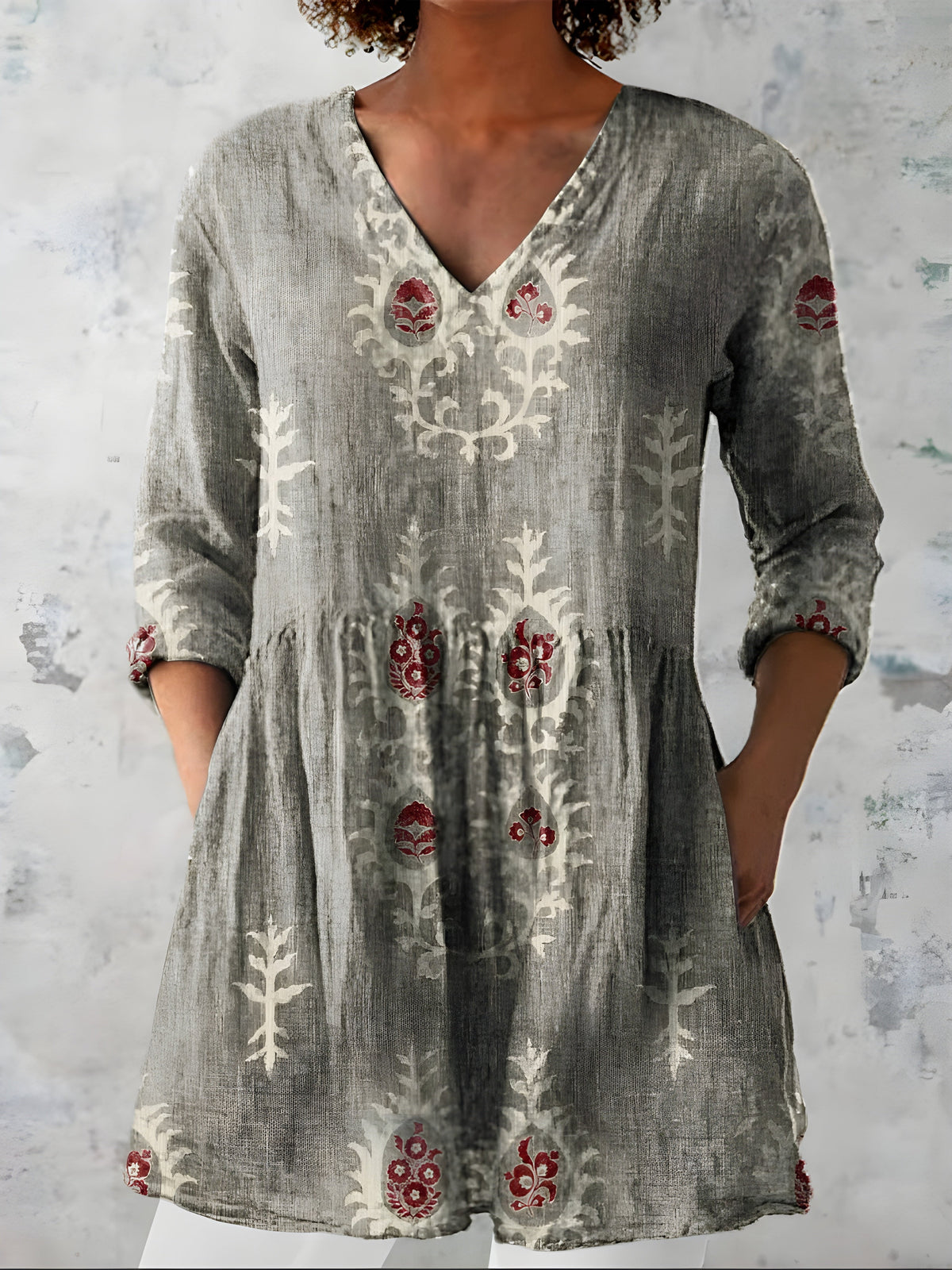 Everly | V-Neck Long Blouse