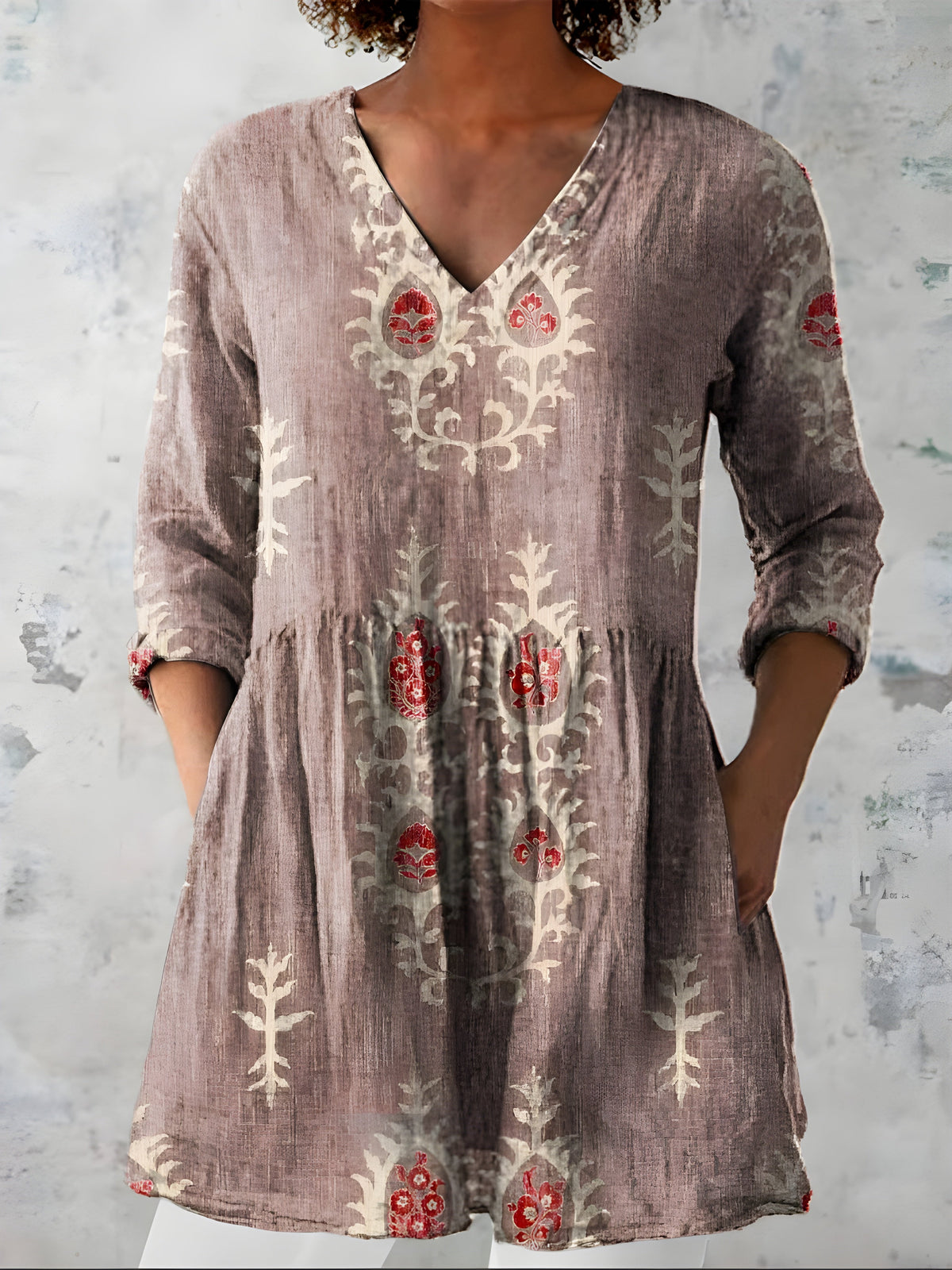 Everly | V-Neck Long Blouse