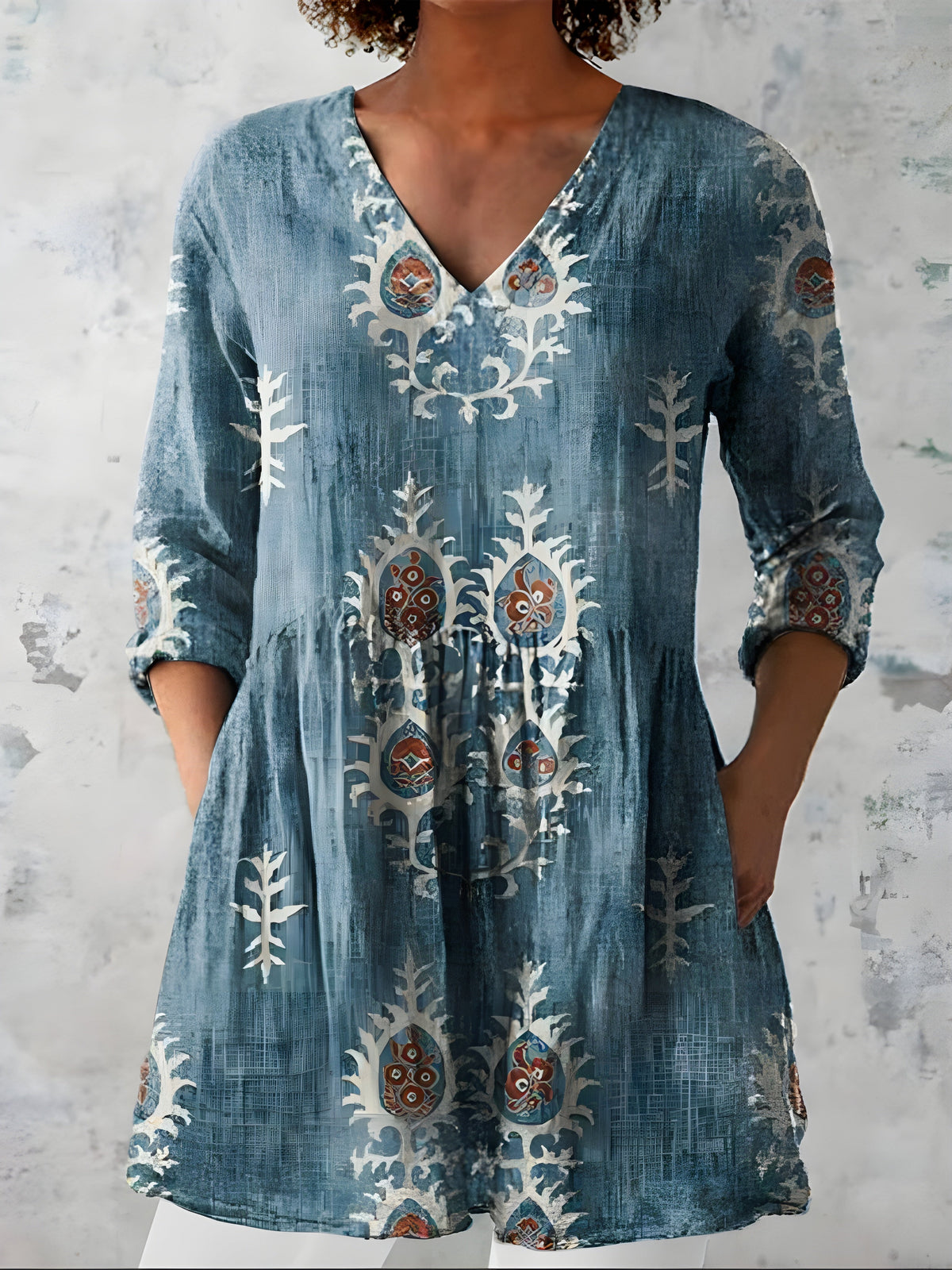 Everly | V-Neck Long Blouse
