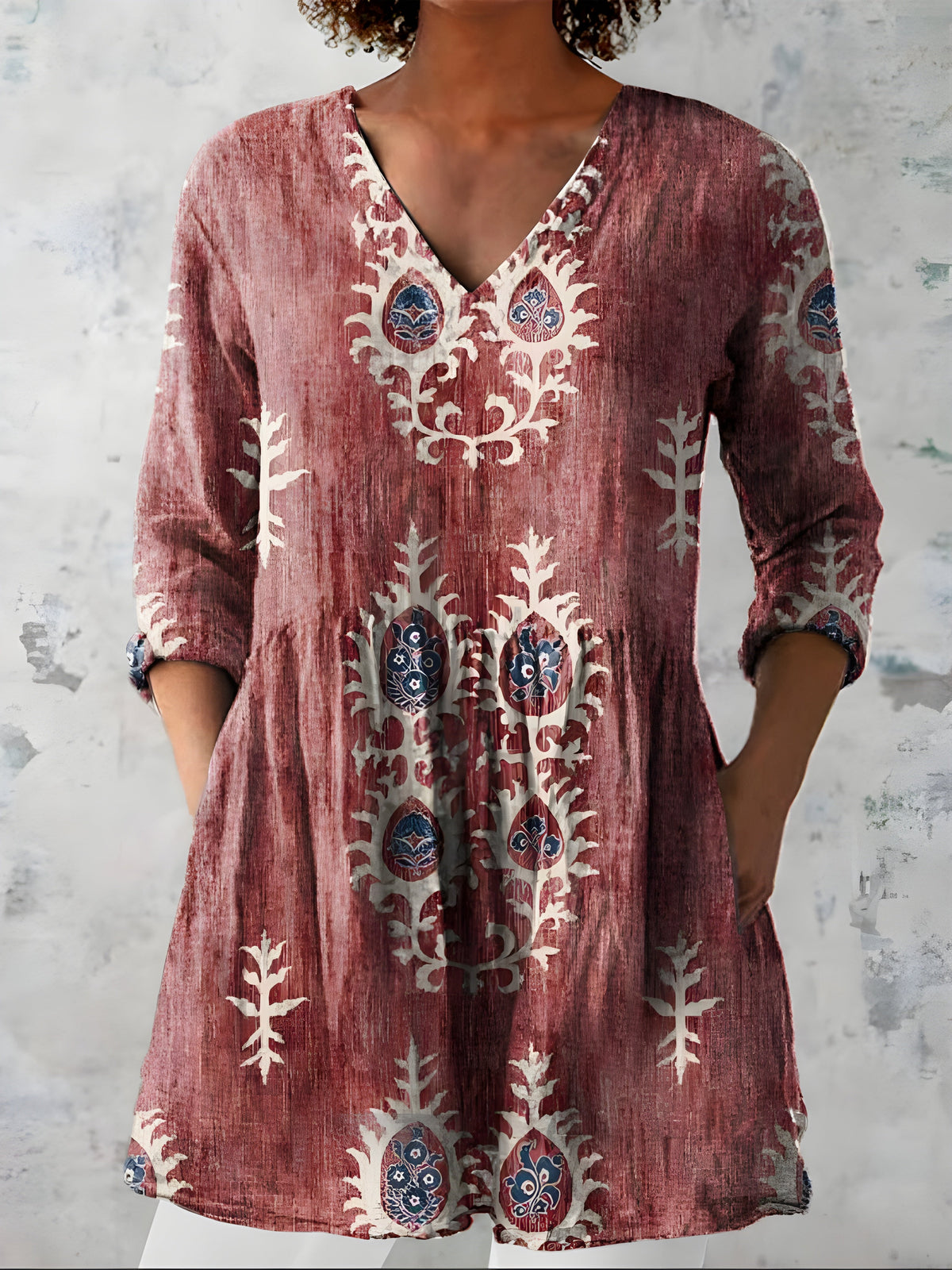Everly | V-Neck Long Blouse